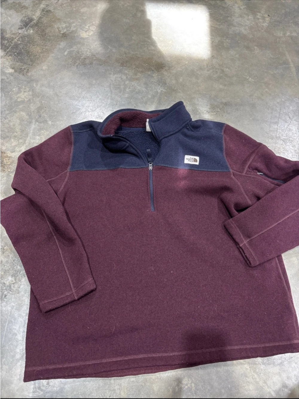 The North Face Men’s Half-Zip Fleece Pullover - Burgundy and Navy
